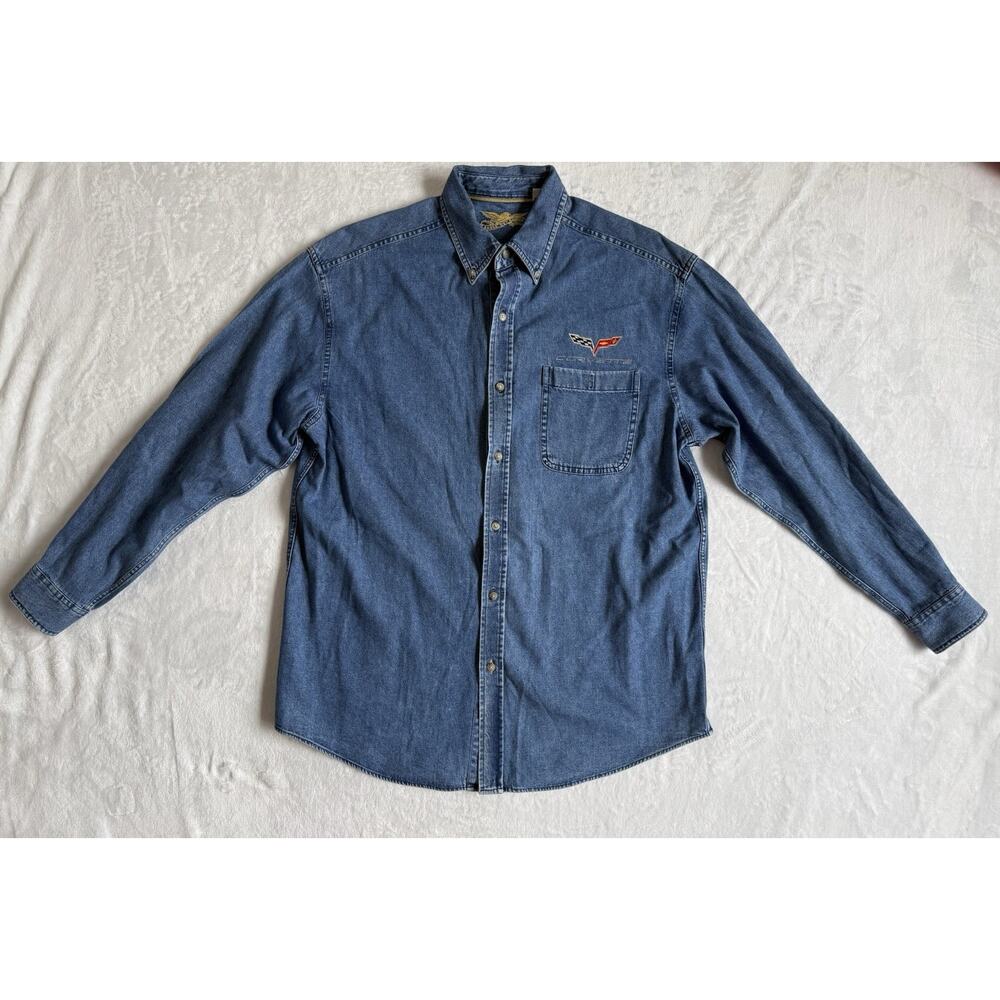 Eagle Dry Goods Classic Corvette Embroidered Blue Denim Size Large 100% Cotton